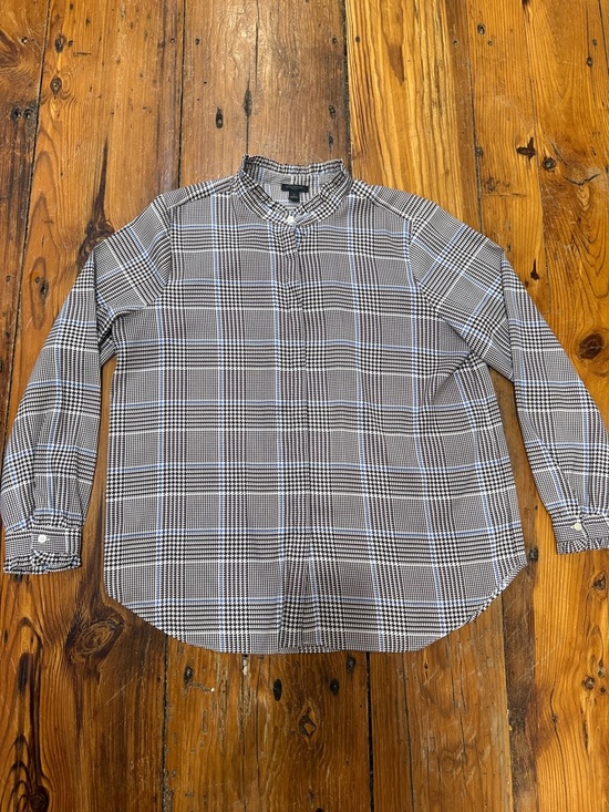 Ann Taylor Tops - Ann Taylor Brown and White Plaid Button-Down Ruffle Shirt Size Large Petite